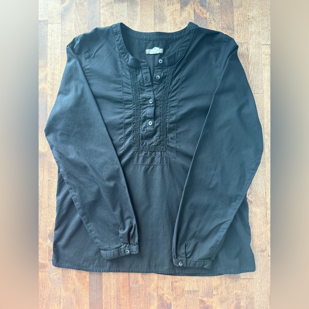 J.Crew Black Long Sleeve Button Front Blouse Size Medium